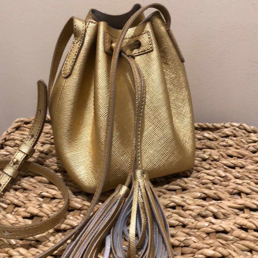 Gold bucket bag